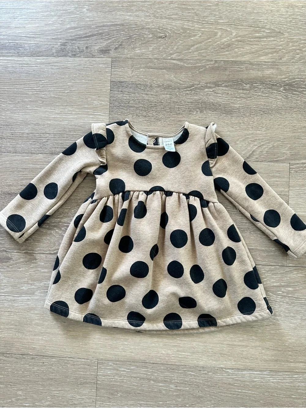 Carter's Beige Dress with Black Polka Dots